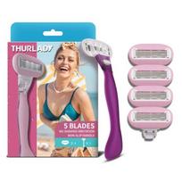 5-Blade Women's Razor Travel Razor for Women's Sensitive Skin Close Shaving and Hair Removal Razor 1 Razor Blade Refills 4 Lavender Purple blue