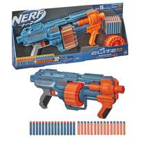 Hasbro Nerf Elite Shockwave Manual Blaster Continuous Fire 8 metų ir vyresniems. Yra 30 oficialių Elite smiginio su besisukančiu būgnu, kuris gali