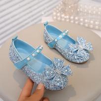 Mergaičių princesės bateliai su kalnų krištolo kaspinėliu ir perlais Size 23 / Length 14.5cm mėlyna