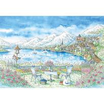 Hallstatt (mini) jigsaw puzzle illustration 2000 pieces, popular Korean puzzle blue