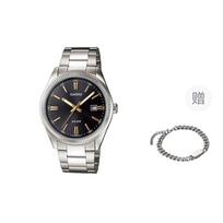 CASIO Men Black Watch MTP-1302D-1A2- Silver black