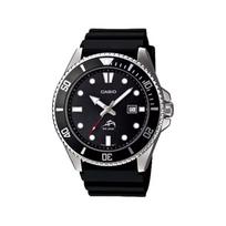CASIO Customized watch modified series emerald bezel Quartz Steel Strap same style for men and women black dial MDV-106B-1A-YinSe-WuZhuLian juoda