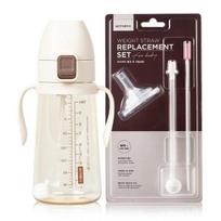 Mother K Basic PPSU One Touch Chu Straw Cup 300ml + Chu straw refill set, 1 set, cream (cup) gray