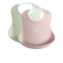BabyBjorn baby bib bib 2p, powder green + pink, 2 sets white