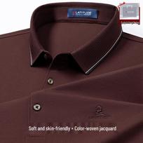 MONTAGUT Men's Tech-Blend Long Sleeve Polo Shirt 50 kaštoninė