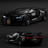 1:18 mastelio Bugatti Chiron lydinio lieto automobilio modelis, juodas black