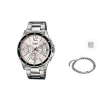 CASIO Men Silver Watch MTP-1374D-7AV- Silver white