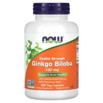 NOW Foods, Ginkgo Biloba, dvigubo stiprumo, 120 mg, 200 daržovių kapsulių