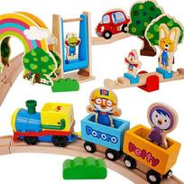 Pororo medinis traukinukas, įvairių spalvų, populiarūs korėjietiški žaislai yellow