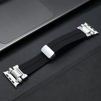 Magnetinis silikoninis dirželis Apple Watch Ultra 3 2 49mm 9 8 7 45mm Kilpos Apyrankės Dirželis iWatch Series 11 10 46mm 6 5 4 Se 44mm 44mm 45mm 46mm 49mm black