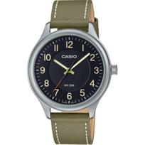 CASIO kvarcinis mechanizmas natūralios odos dirželis Laikrodis Unisex Juodas ciferblatas MTP-B160L-1B2V Black Dial black