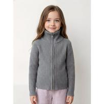 Girls High Neck Zip Up Knit Sweater Kids Autumn Winter Top 160cm pilka