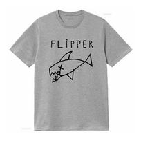 Flipper Band Logo T Shirt Webp Vintage Designer Clothes Casual Comfortable Stretched Streetwear Stylish Homme Vintage XL gray