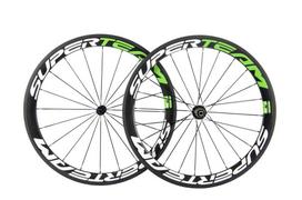 SUPERTEAM 50mm Clincher Ratai 700c 23mm Plento Dviračio Karboniniai Ratai (Balta/Žalia) gray