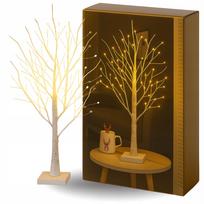 LED šviečiantis beržo stiliaus medis, geltona šviesa, 60 cm
