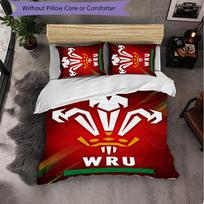 Wales Rugby Pattern Microfiber 3Pcs Bedding Set Decor Duvet Cover Set For Bedroom Home Use 135cm*200cm