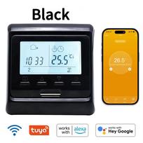Tuya WiFi Programuojamas Termostatas 90~230V 16A Išmanus Temperatūros Reguliatorius Elektrinei Šildymo Sistemai Nuotolinis Valdymas Programėle Veikia su Alexa Google Home With WiFi juoda