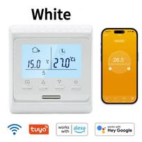 Tuya WiFi Programuojamas Termostatas 90~230V 16A Išmanus Temperatūros Reguliatorius Elektrinei Šildymo Sistemai Nuotolinis Valdymas Programėle Veikia su Alexa Google Home With WiFi balta