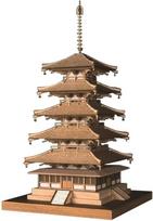 Woody Joe Horyuji šventyklos pagoda medinis modelis surinkimo rinkinys 1/150 Penkių aukštų (Pastatas) brown