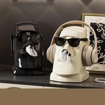 Desktop Tissue Box & Headphone Stand black
