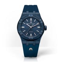 [Maurice Lacroix] AIKON Automatic 39mm Blue PVD Case Clous de Paris Dial Rubber Strap Watch (AI6007-PVC00-430-4)