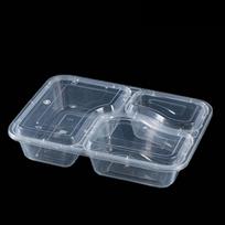 Disposable 3-Compartment Square PP Lunch Box gray