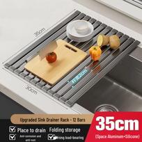 Kitchen Sink Roll-Up Drying Rack gray