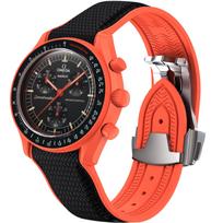 REBANDACE Strap for Omega x Swatch MoonSwatch Watch Folding Buckle Curved Gapless Replacement Strap for and Black Classic 20mm, Band, Omega, Swatch, black