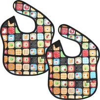 2 waterproof baby food bibs, black kitty black