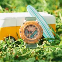 CASIO 200 meters waterproof Quartz resin strap women's watch orange dial GMA-S2200PE oranžinė