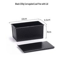 ZISIZ Rectangular Corrugated Loaf Pan with Lid, 2-Pack black