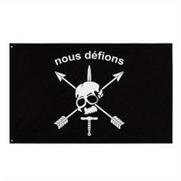 1pc Multi-Size Optional Nous Defions Special Forces Flag, White Skull Design, Horizontal Random Color Hole 90x150cm white