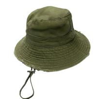 Japanese raw edge solid color cotton bucket hat women's colored sun hat for traveling and shopping sunshade Panama hat light board without logo armijos žalia spalva