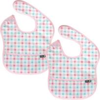 Pli? Infant's NEW waterproof baby food bib, 2 pieces, 51 pink check white