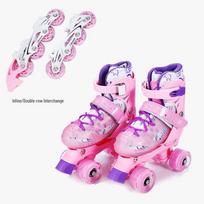 fL Beginner Anti-slip Outdoor Pink 2-in-1 Roller Skates S pink