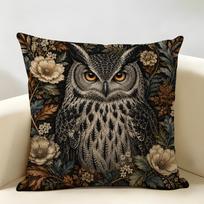 William Morris įkvėptas pelėdos pagalvės užvalkalas Patvarus Hipoalerginis Ekologiškas linas Trumpas pagalvės užvalkalas Skalbiamas 40cmx40cm(16x16Inch) gray