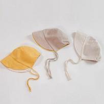 Baby summer bonnet plain double-sided linen brimmed hat for girls and boys with a sun hat sunshade, korean baby products gray