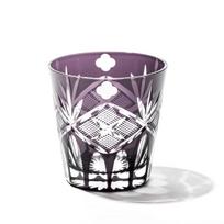[Taimuro Kobo Official] Edo Kiriko Yotsuba Genroku Crest Tenkai Old Glass (Edo Purple) TB90625-4M Wooden Box Made in Japan gray