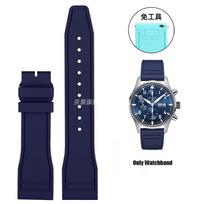 Fluoro gumos apyrankė 20 21MM 22MM IWC guminiam laikrodžio dirželiui Pilot AMG Mark 18 Mažasis princas P7 Botafeno vyriškas Viton laikrodžio dirželis 22mm blue
