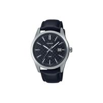 Casio Elegant 30M Water Resistant Quartz Watch With Leather Strap Men watches Black MTP-VD03L-1A Black Dial black