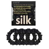 100 % gryno Mulberry Silk Hair Scrunchies Šilko plaukų kaklaraiščiai Plaukų juostos Skinny Scrunchies Ponytail Holders Plaukų priežiūros priedai black