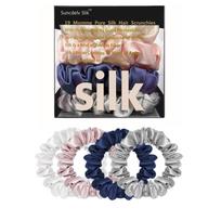 100 % gryno Mulberry Silk Hair Scrunchies Šilko plaukų kaklaraiščiai Plaukų juostos Skinny Scrunchies Ponytail Holders Plaukų priežiūros priedai gray