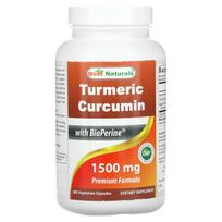 Best Naturals, Ciberžolės kurkuminas, 1500 mg, 180 daržovių kapsulių (750 mg vienoje kapsulėje)