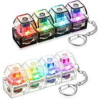 Mechanical Keyboard Keychain Led Light Up Fidget Toy 4 Switches Clicky Sound Stress Relief Keyring Cool Gamer Gift Forboysgirls gray