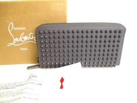 Autentiška Christian Louboutin Panettone odinė piniginė su dūminiu matiniu padu, apvaliu užtrauktuku, atnaujinta #9651