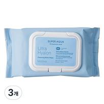 Missha Super Aqua Ultra Hyalon Cleansing Water Tissue Cap Type, 30 Pieces, 3 Pieces white