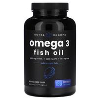 NutraChamps, Omega-3 Fish Oil, Natural Lemon Flavor, 180 Softgels