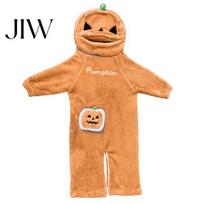 Kids Halloween Costume Pumpkin Onesie Pajamas for Kids, Plush Hooded Sleepwear, Cosplay One Piece XL orange