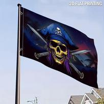1pc Jolly Roger Pirate Flag - Vibrant 2D Flat Printing, Durable Polyester Material, Double-Stitched Edges, Ideal for Holiday Garden Decor, Suitable fo 60x90cm black