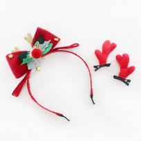 Chaney Bong Bong Girls' Christmas Red Nose Hairband + Pin Set red
